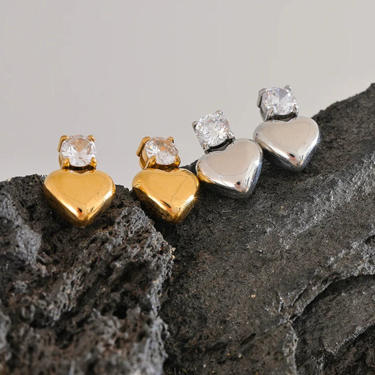 Golden Heart Sparkle Studs