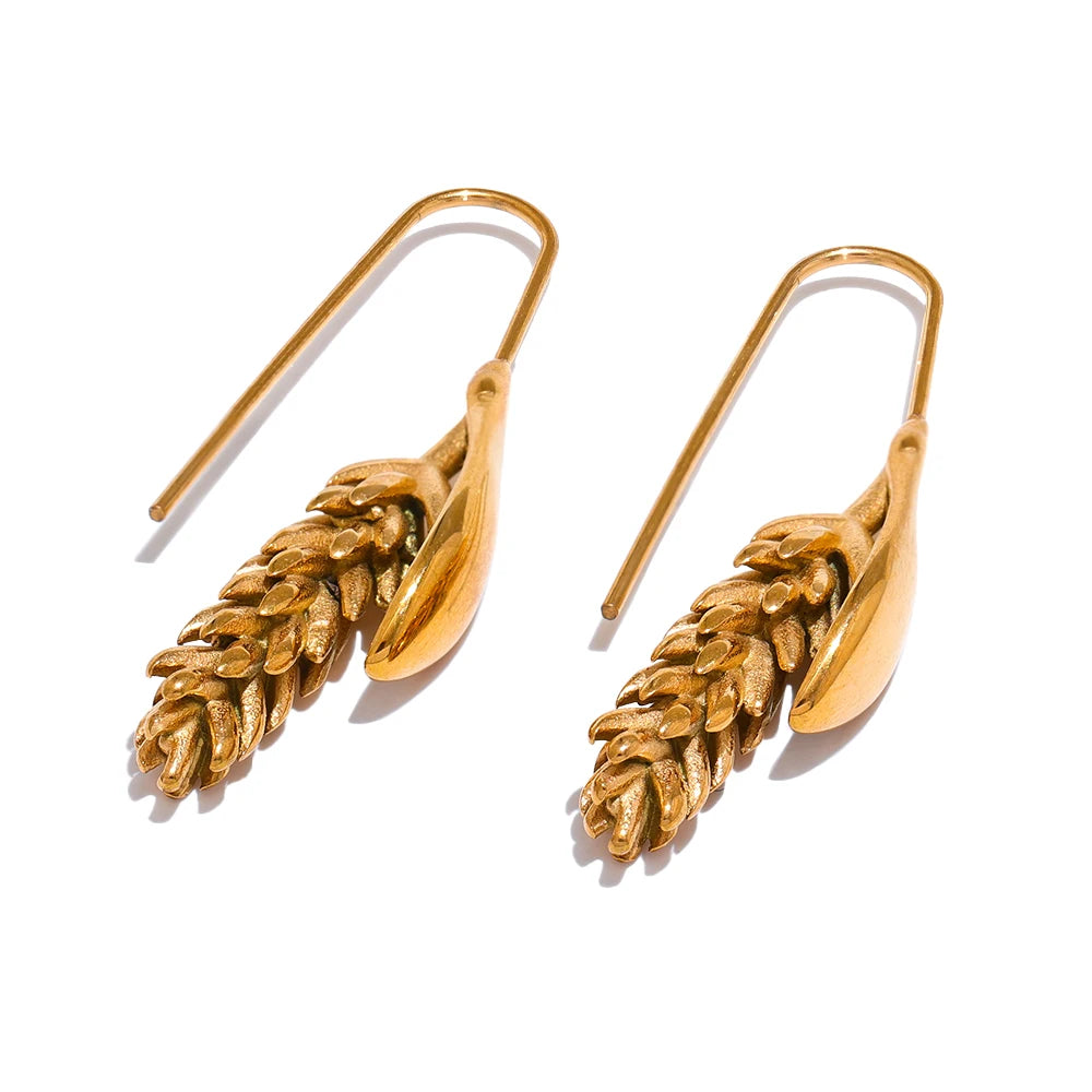 Golden Wheat Drop Earrings