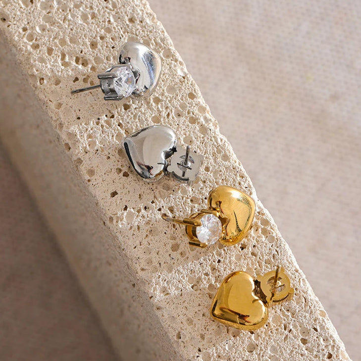 Golden Heart Sparkle Studs