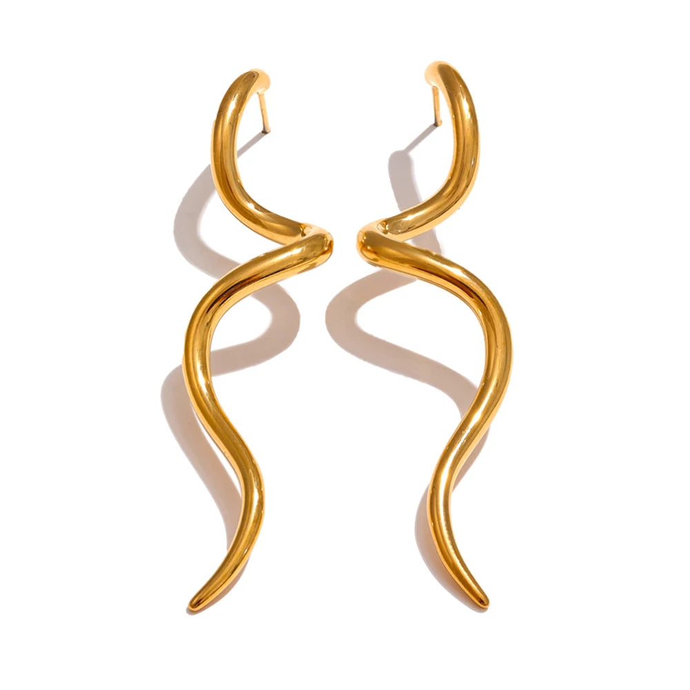 Fluid Wave Drop Earrings