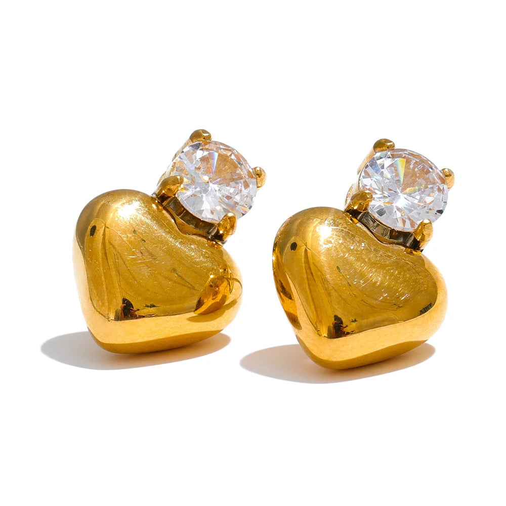 Golden Heart Sparkle Studs