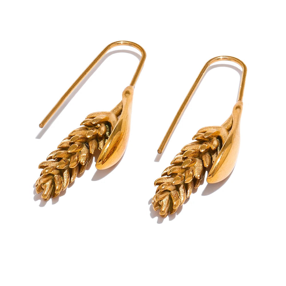 Golden Wheat Drop Earrings
