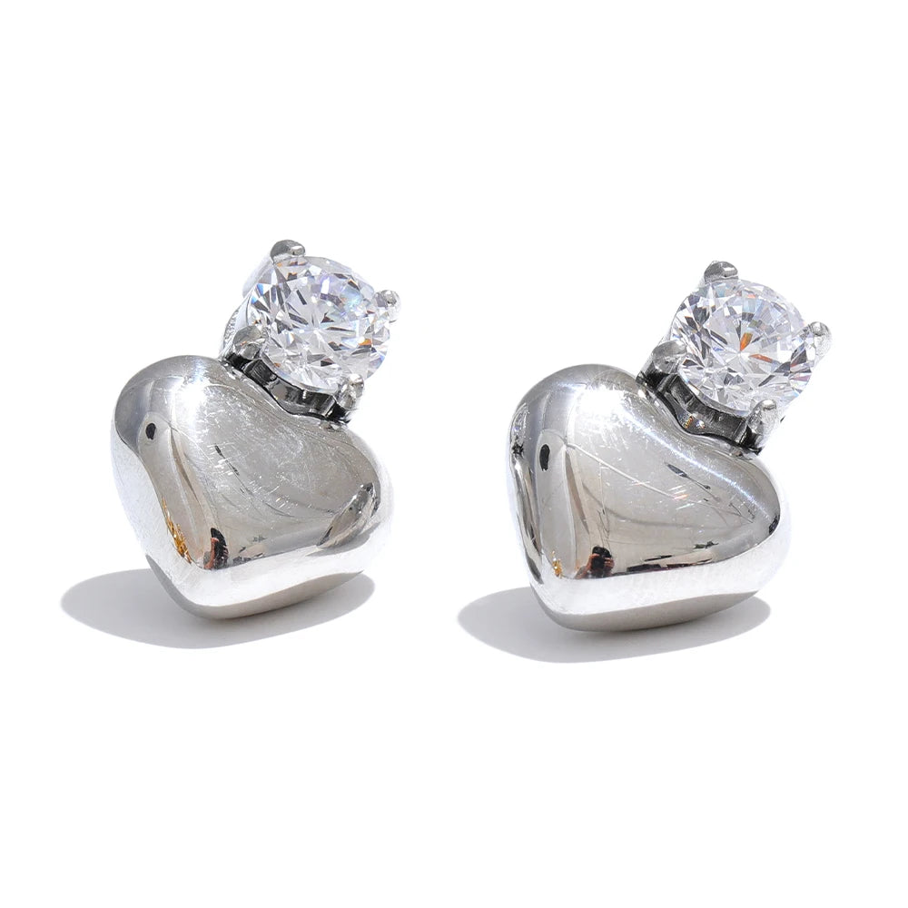 Golden Heart Sparkle Studs