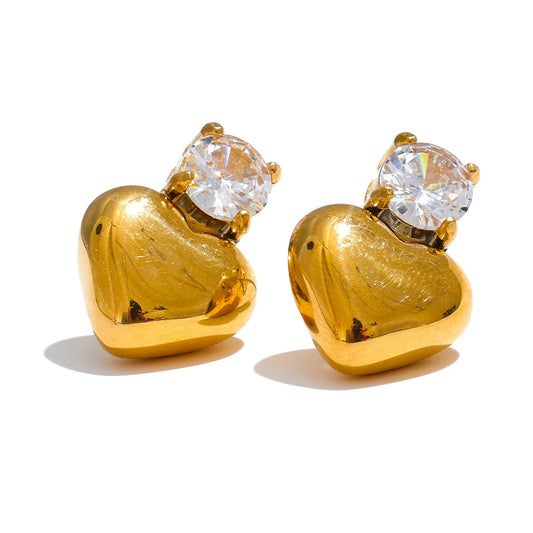 Golden Heart Sparkle Studs